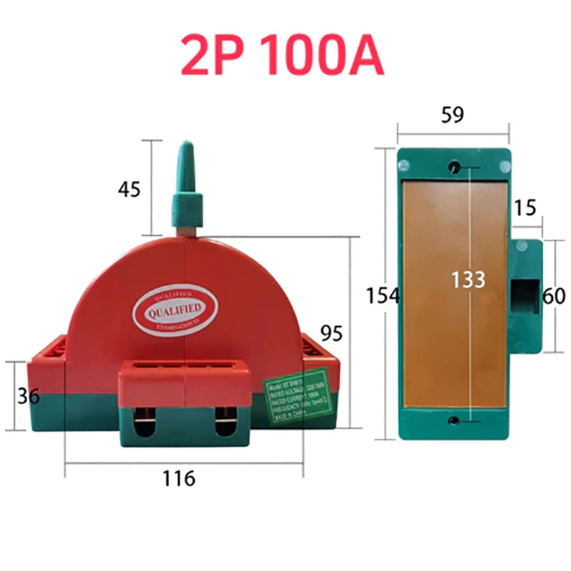 DPDT Knife Disconnect Switch 2 Pole Double Throw 32A 63A 100A Knife Disconnect Switch Axl 2P100A