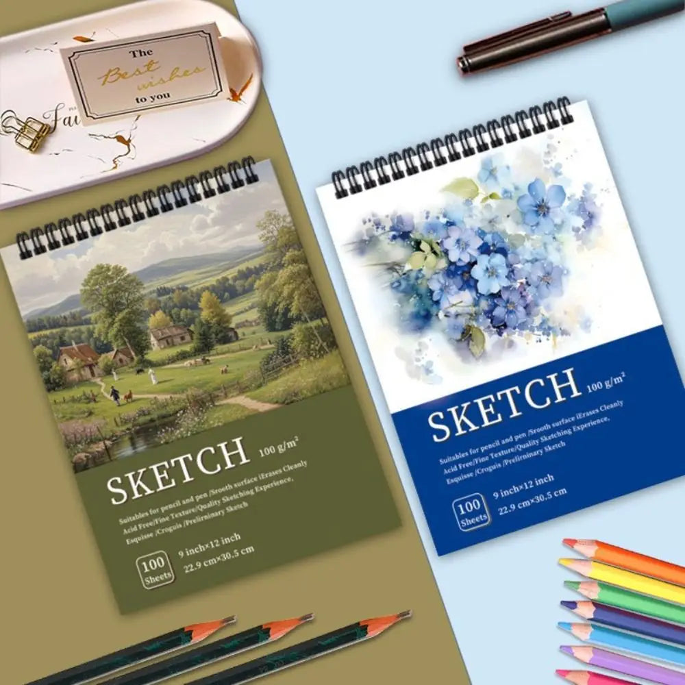 100-Sheet A4 Spiral Sketchbook – Acid-Free 100gsm Perforated Pages Artist Sketchbook Axl