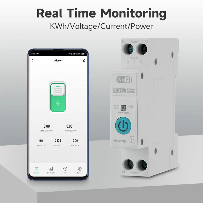Tuya WiFi Smart Circuit Breaker 63A – Remote & Energy Monitor Smart Circuit Breaker Axl