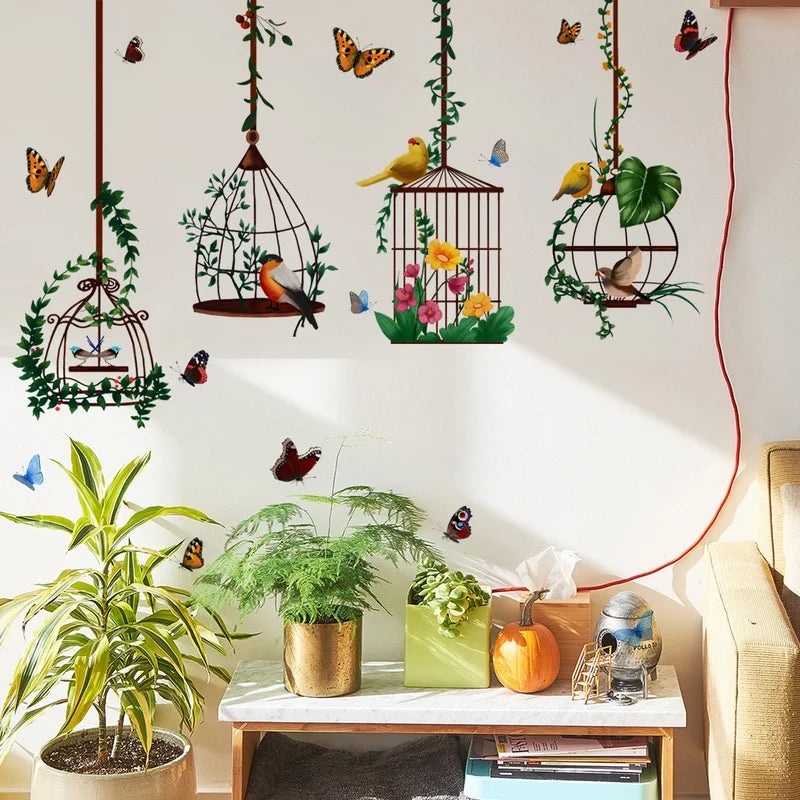 Butterfly Bird Cage Wall Stickers – Removable Home Decor Decals Wall Decal Stickers Axl