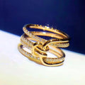 Huitan Gold Knot CZ Ring – Women's Statement Party Jewelry Fashion Statement Ring Axl Q344 10