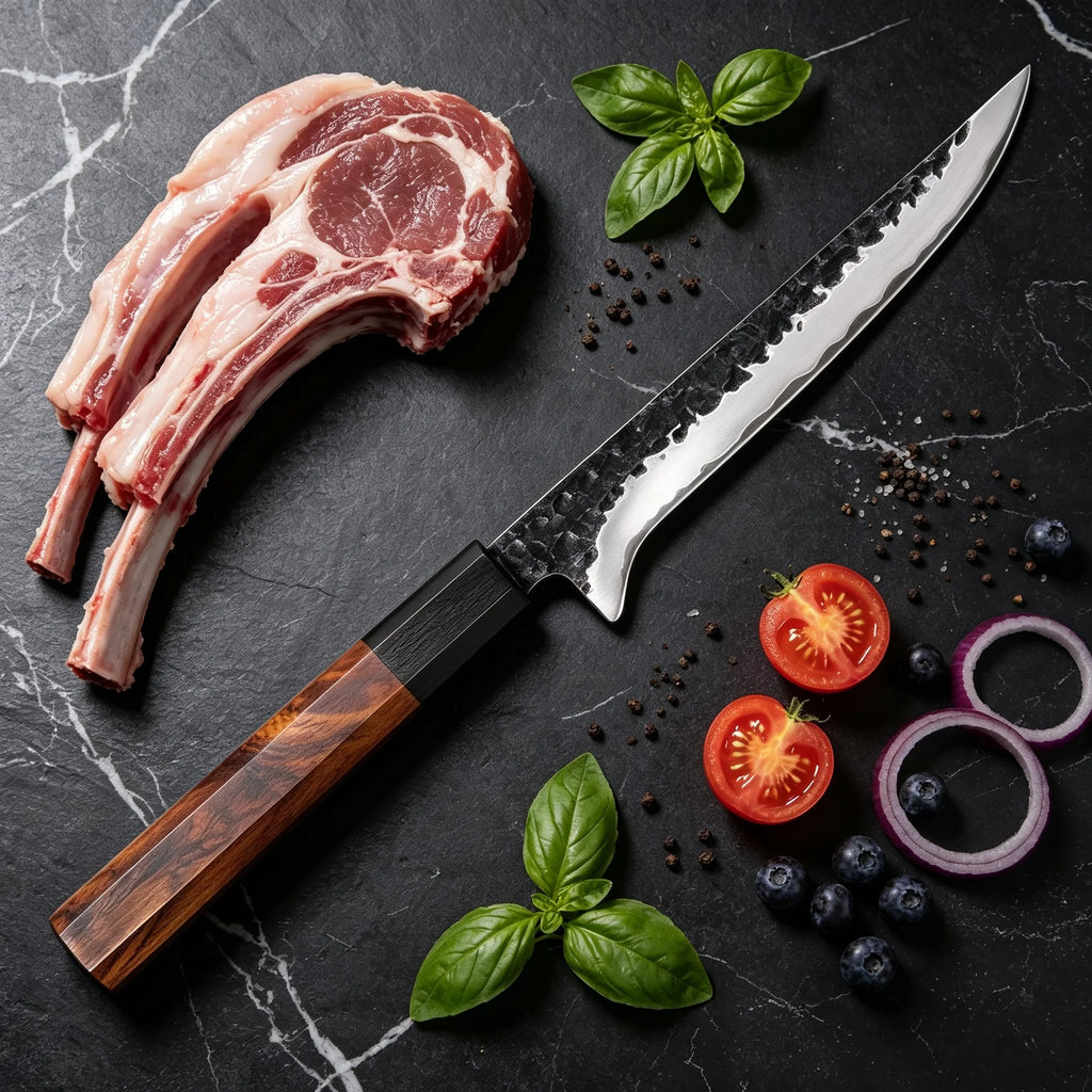 Hand Forged Hammered Japanese Boning Knife – Stainless Steel Japanese Boning Knife Axl