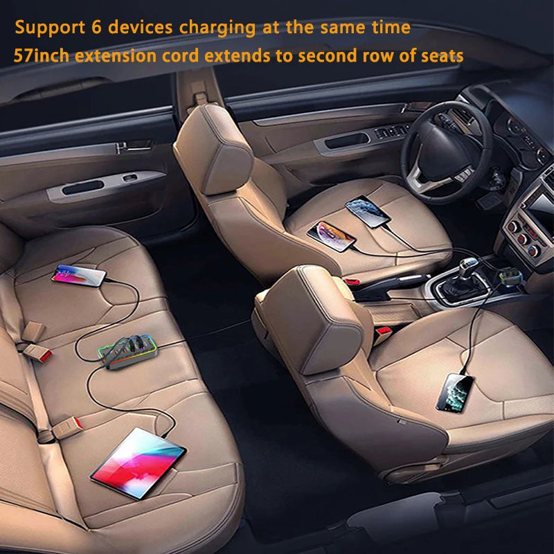 22.5W 7-Port Fast Car Charger – USB & Type-C Family Adapter Car Charger Adapter Axl