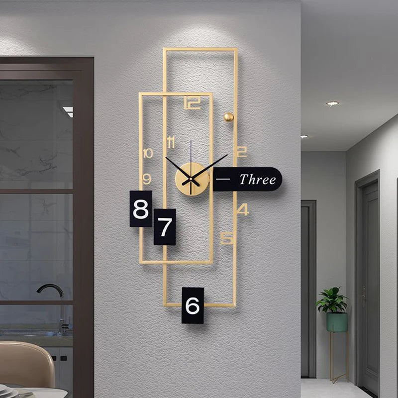 Nordic Silent Metal Wall Clock – Large 44.5×80cm Geometric Decor Silent Wall Clock Axl