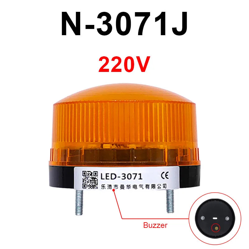 LED Strobe Warning Light with Buzzer | 12V 24V 220V IP44 Strobe Warning Light Axl Yellow-220V-Buzzer