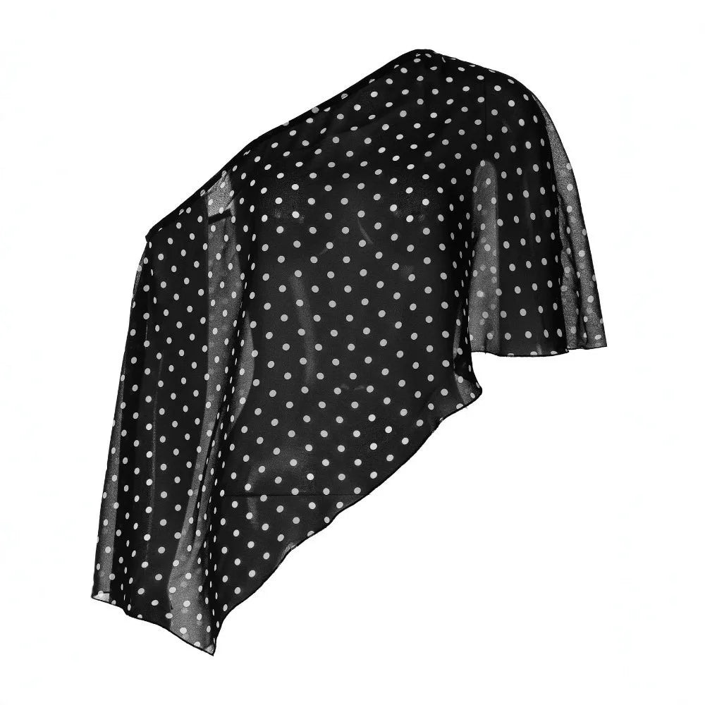 Sheer Polka Dot Cover-Up Blouse | Off Shoulder Loose Top Sheer Cover-Up Blouse Axl Black S