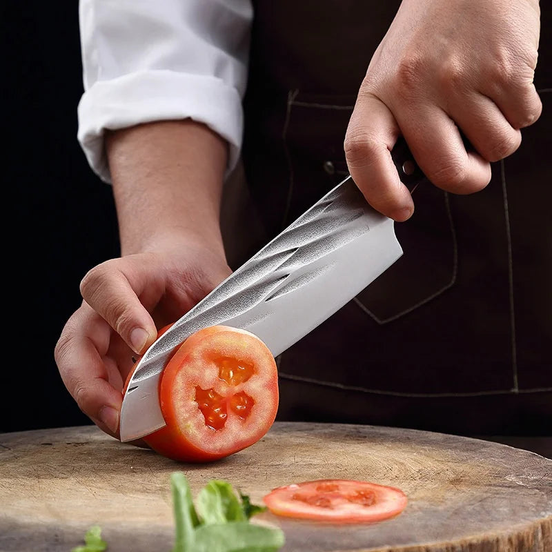 7.5" Hand-Forged Santoku Knife – High-Carbon Steel Chef Knife Santoku Chef Knife Axl