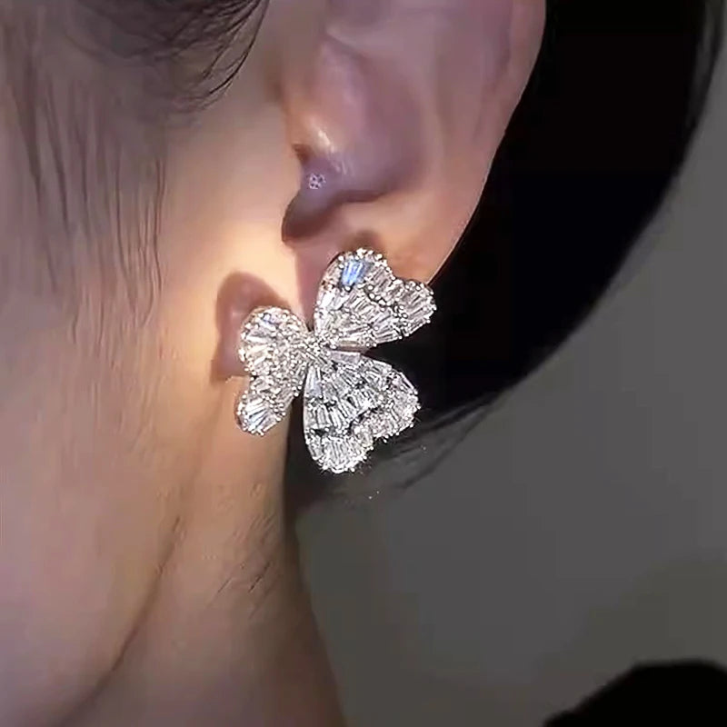 Huitan Triple Heart Stud Earrings – CZ Fashion Jewelry for Women Stud Earrings Axl