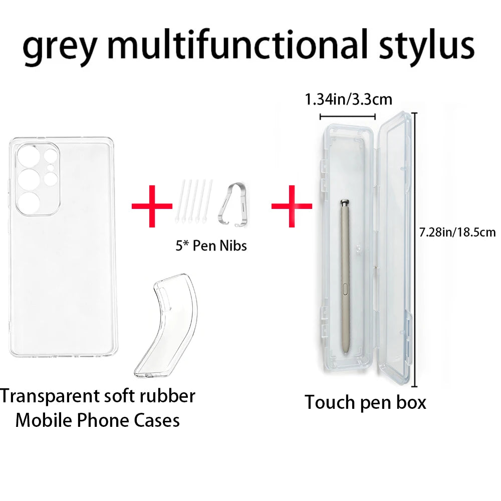 Samsung Galaxy S25 Ultra S Pen Stylus + Nibs + Clear TPU Case Kit Phone Accessories Kit Axl Gray