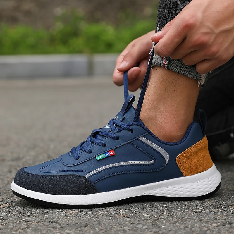 ZULIWAGN Men's PU Leather Breathable Casual Sneakers Men's Casual Sneakers Axl Blue 43