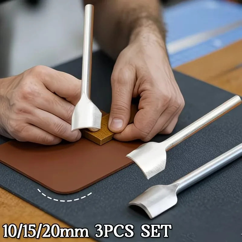 Quarter-Circle Leather Punch Set 10/15/20mm – 3-Piece Steel Kit Leather Punch Set Axl