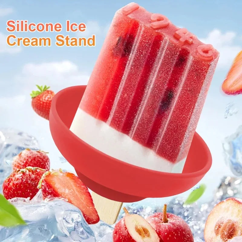 Silicone Popsicle Holders 2-Pack – Anti-Drip Ice Cream Stand Ice Cream Holder Axl