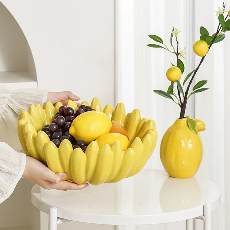 Banana Shaped Ceramic Fruit Bowl – Snack & Serving Plate Ceramic Serving Bowl Axl