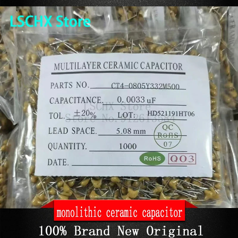 1000pcs 50V Monolithic Ceramic Capacitor Kit 10PF–10UF Assorted Ceramic Capacitor Kit Axl
