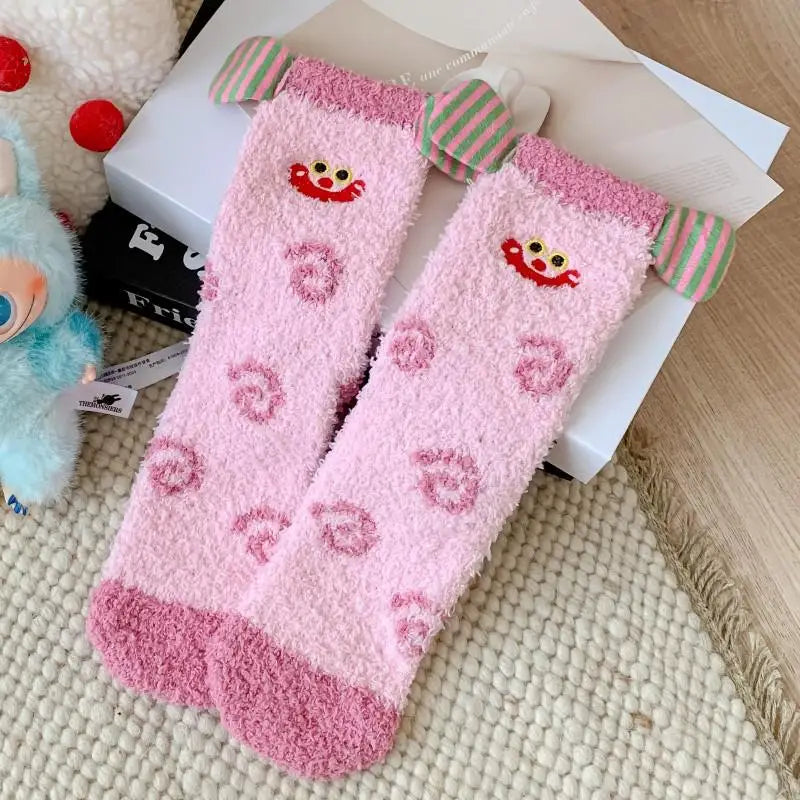 Women's Fluffy Coral Fleece Socks – 3D Dog Ear Cartoon Design Novelty Fluffy Socks Axl A12 One Size