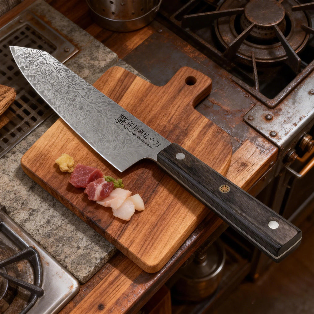 Damascus Steel Santoku Knife – Japanese Chef's Knife 20cm Chef's Kitchen Knife Axl