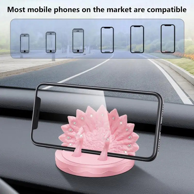 Peacock Rhinestone Car Phone Holder & Parking Number Plate Car Phone Holder Axl