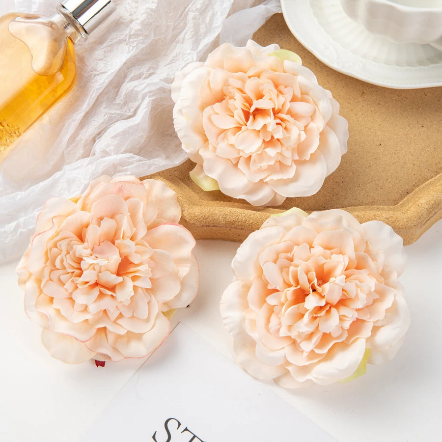 Silk Dahlia Peony Artificial Flowers 5/10 Pcs – Wedding Decor Artificial Flowers Axl Champagne 5pieces