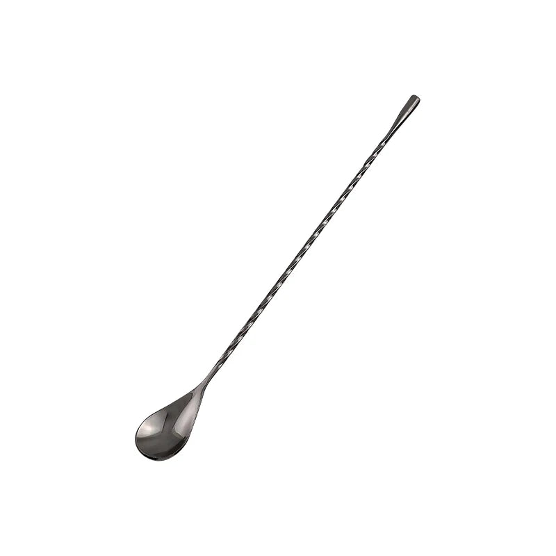 Stainless Steel Cocktail Stirring Spoon – Spiral Teardrop Bar Tool Cocktail Bar Spoon Axl 1PCS Black