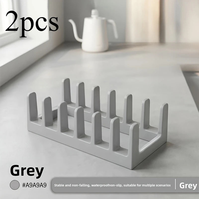 Kitchen Pot Lid Organizer & Dish Rack | Cabinet Storage Kitchen Storage Rack Axl Grey-2pcs