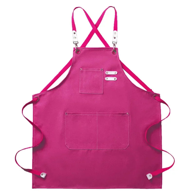 Canvas Chef Apron Cross-Back Straps – BBQ, Kitchen & Salon Canvas Chef Apron Axl pink OneSize