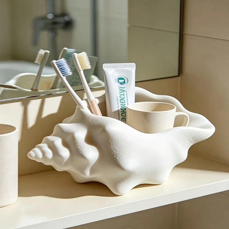 Creamy White Seashell Storage Box | Desktop Organizer Desktop Storage Box Axl