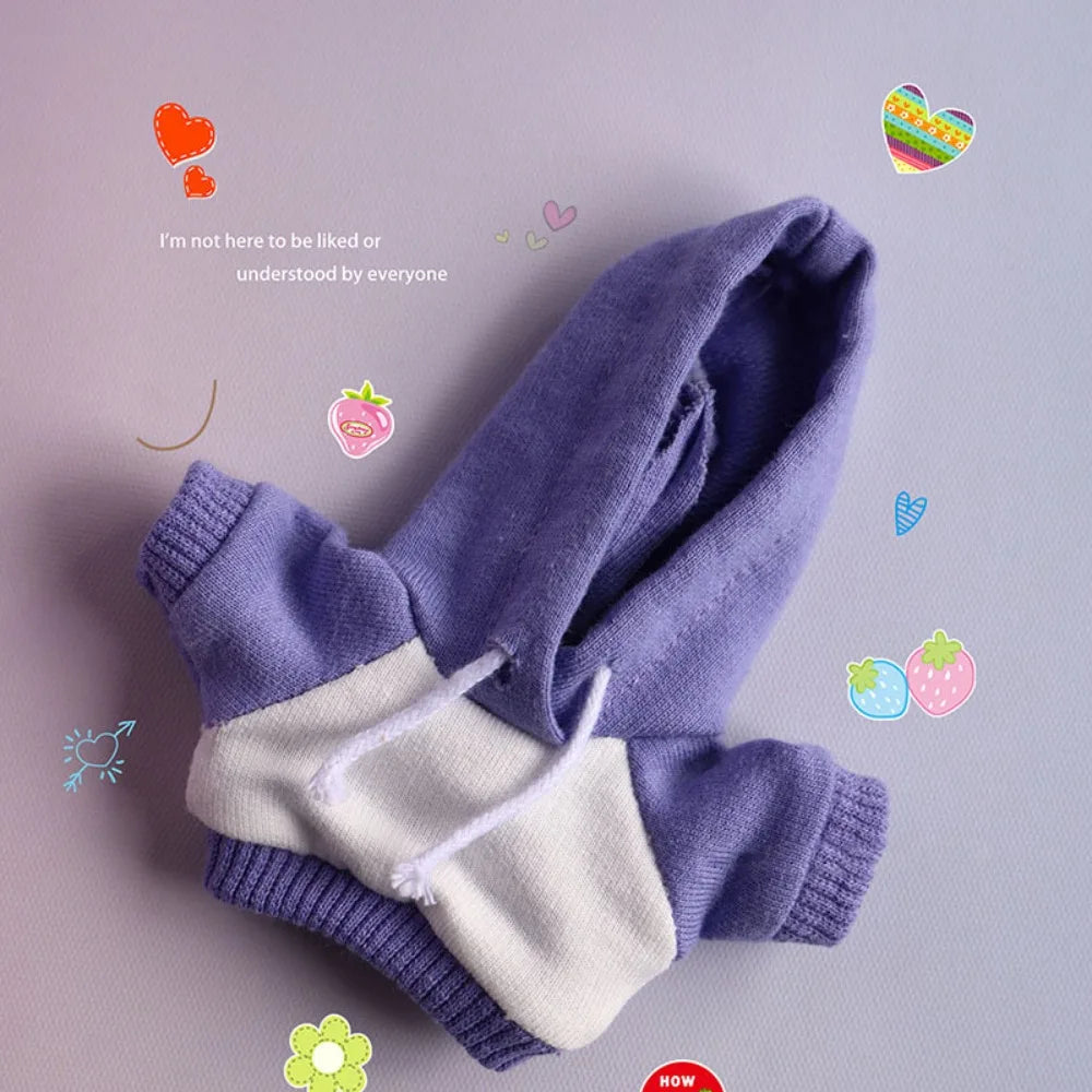 Handmade Hoodie for 10cm Cotton Dolls – Sweatshirt Outfit Doll Clothing Axl Purple with Hat