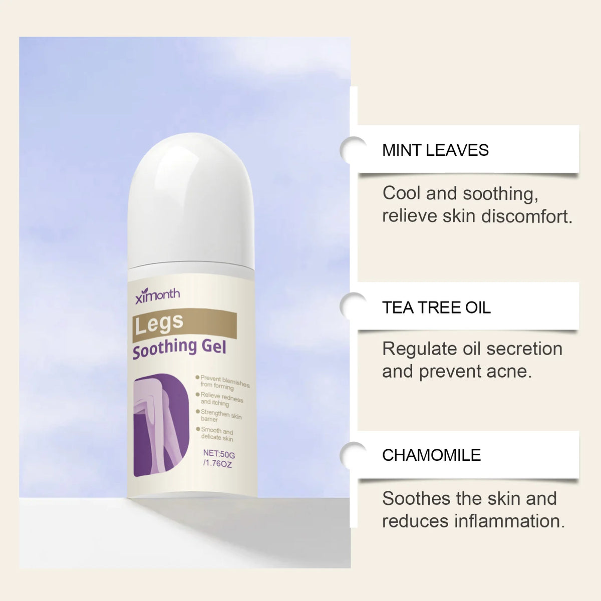 Ximonth Legs Soothing Gel – Moisturizing Body Skin Care 50g Body Soothing Gel Axl