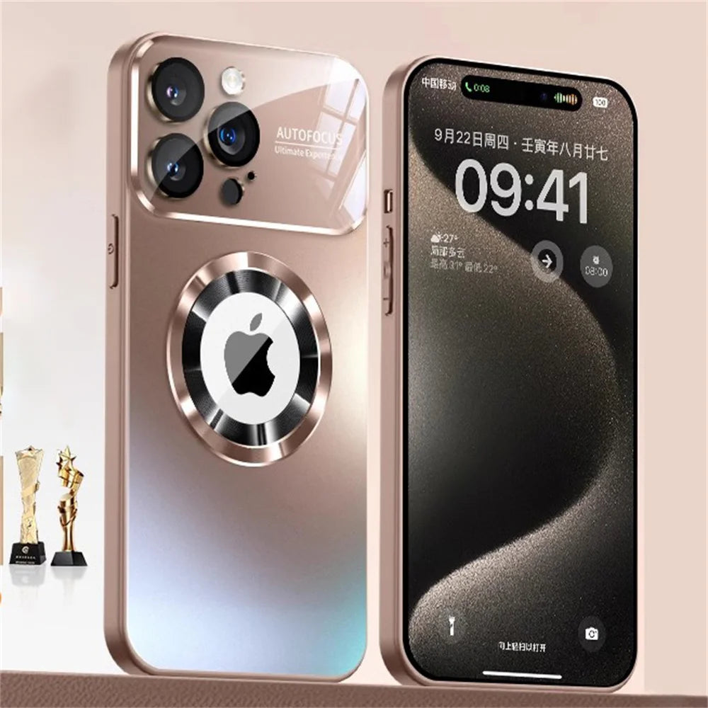 Titanium Matte MagSafe iPhone Case | AG Glass Lens Cover MagSafe iPhone Case Axl Titanium Gold iPhone 16