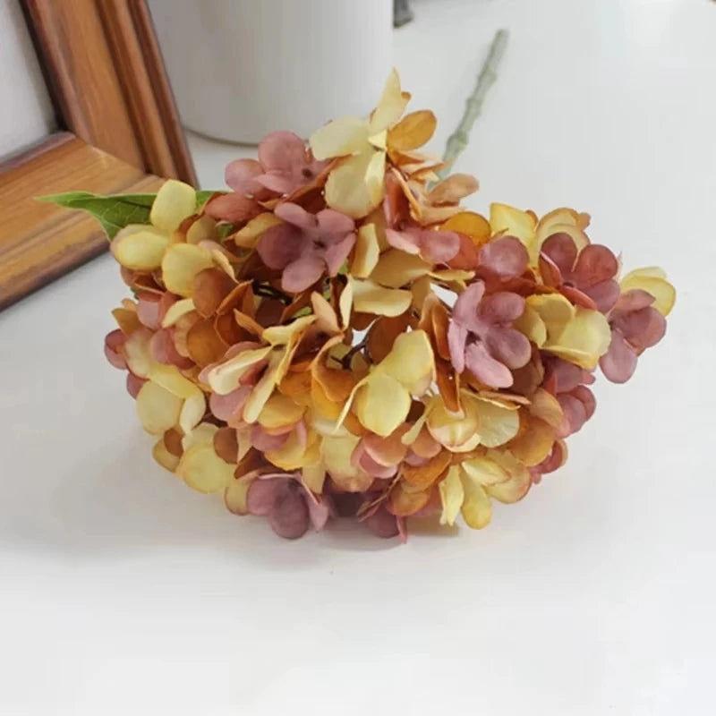 Artificial Silk Hydrangea Bouquet – Wedding & Home Decor Artificial Flower Bouquet Axl YELLOW 1 pc