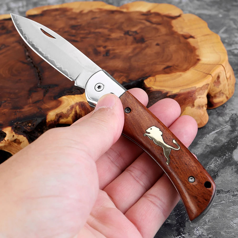 Xituo VG10 Steel Folding Knife – Wood Handle Camping Pocket Folding Pocket Knife Axl