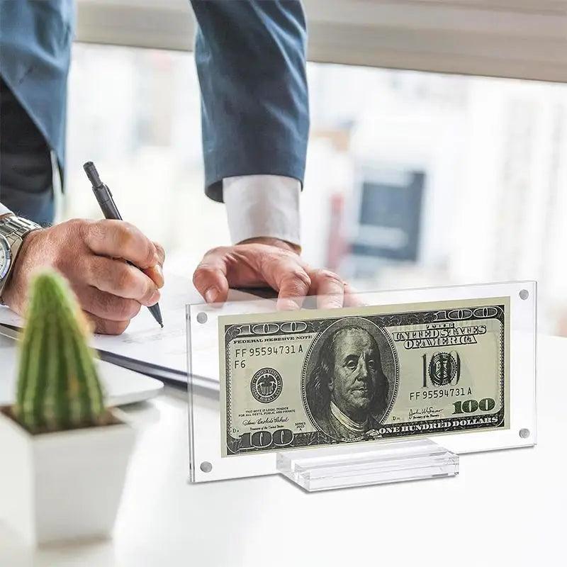 Acrylic Magnetic Money Holder Frame | Dollar Bill Display Stand Acrylic Display Frame Axl