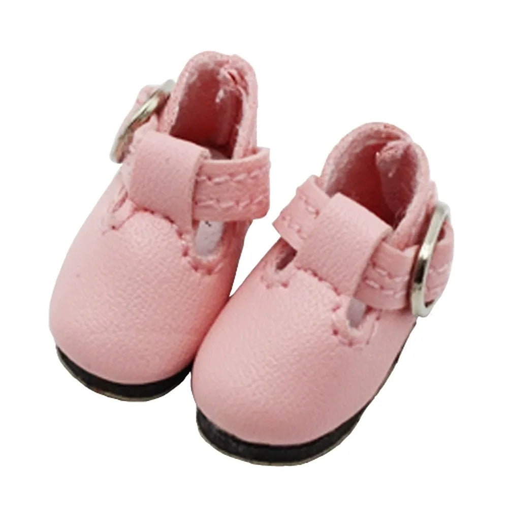 BJD Doll PU Leather T-Bar Sandals | 1/6 Scale Mini Shoes Doll Shoe Accessory Axl Pink