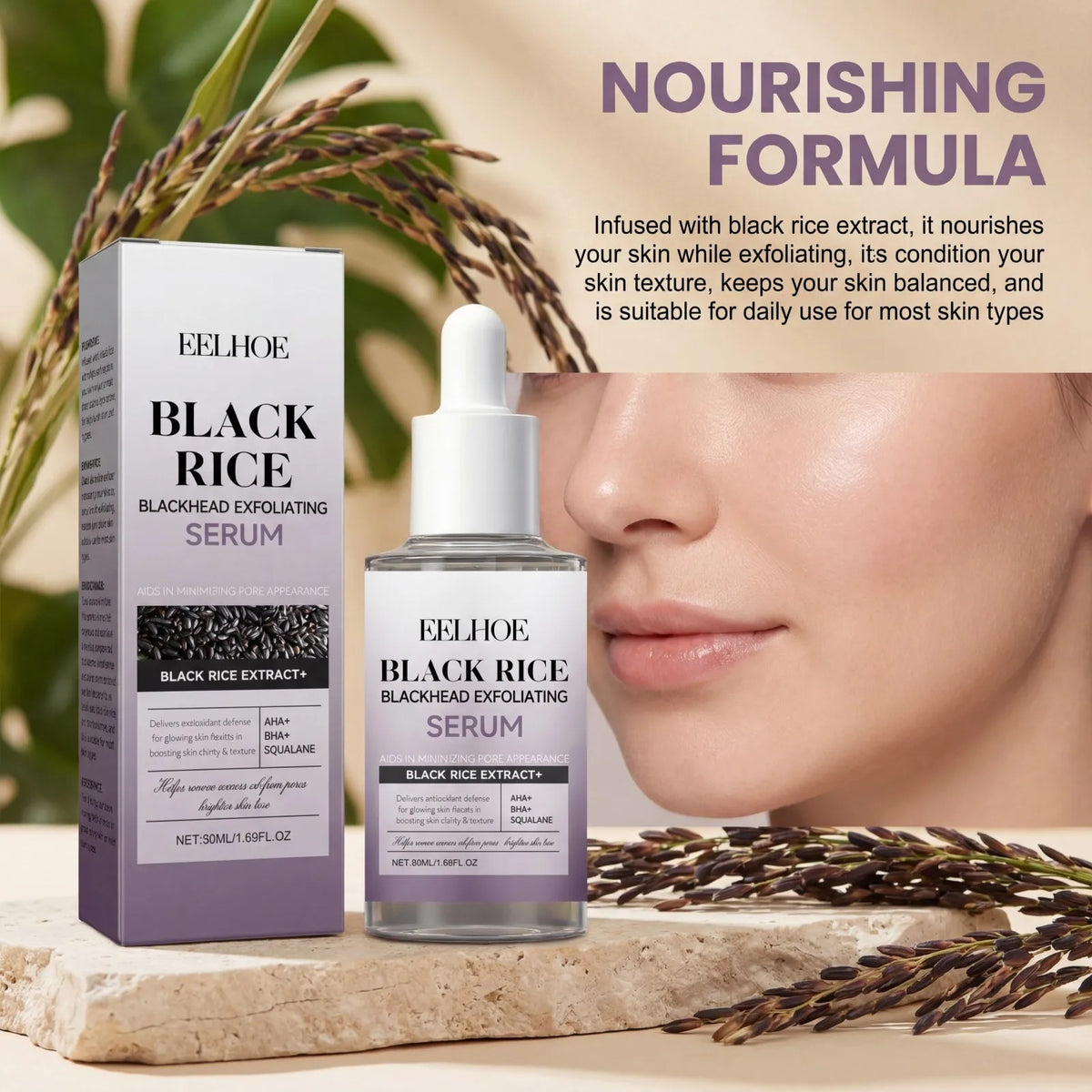 Black Rice Exfoliating Serum – PHA Pore Care & Hydrating Exfoliating Face Serum Axl