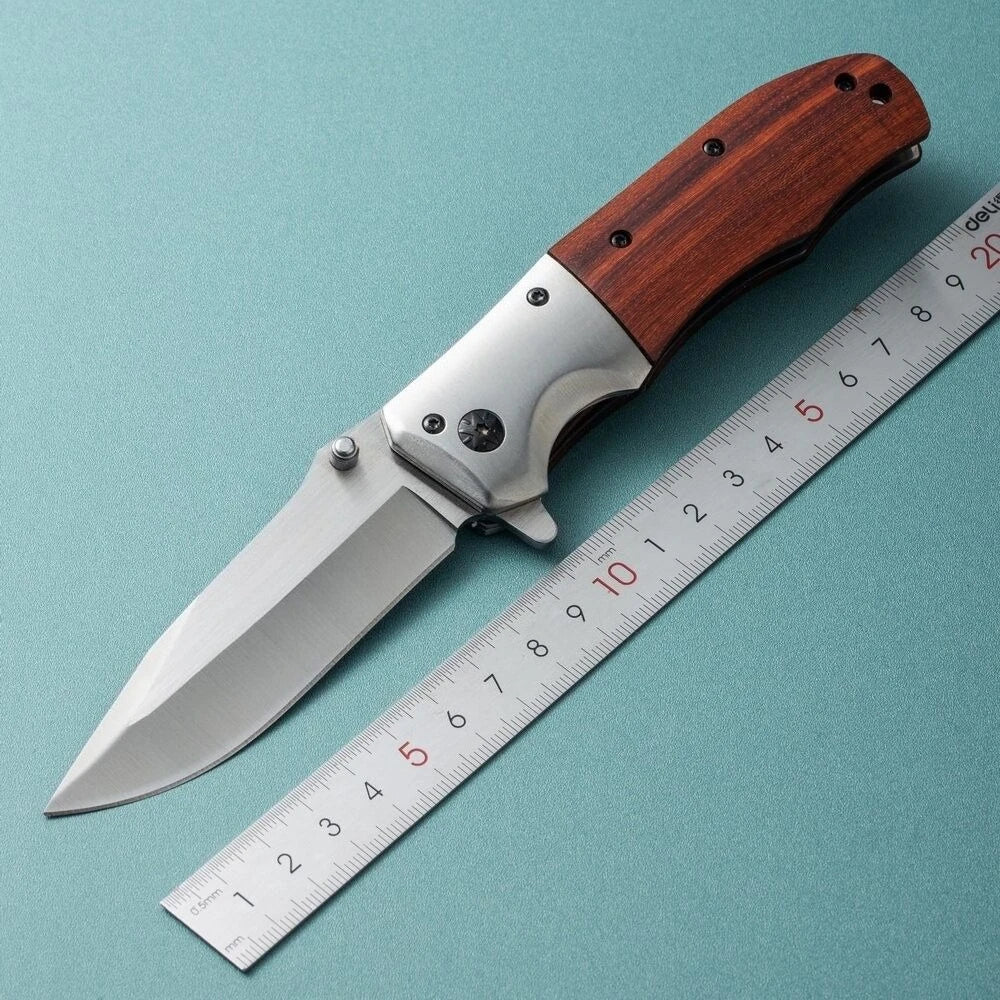 PLYS EDC Folding Pocket Knife – Wood Handle & Pocket Clip Folding Pocket Knife Axl Brown
