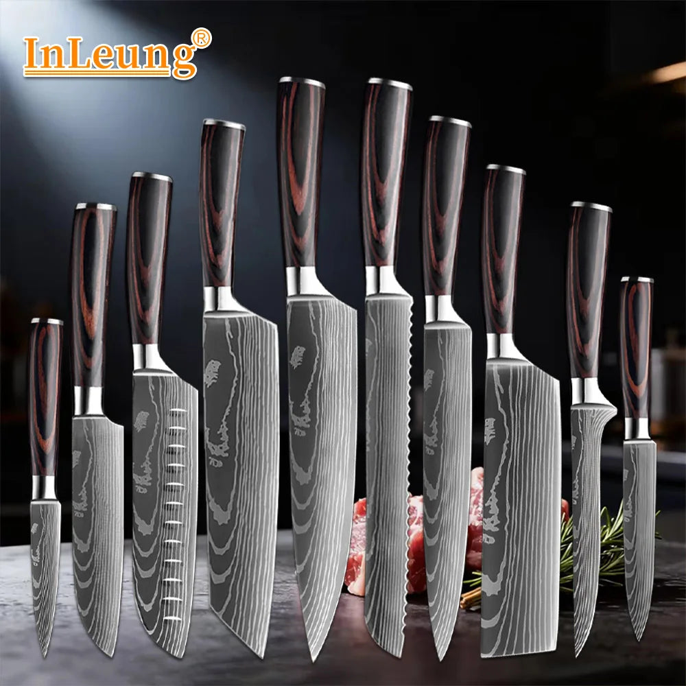 InLeung Damascus Chef's Knife – Sharp Stainless Steel Kitchen Knife Damascus Chef Knife Axl
