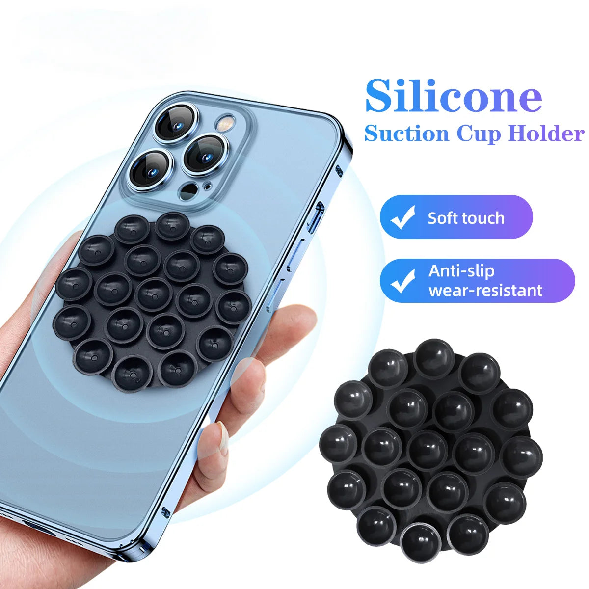 Silicone Suction Cup Phone Holder – Double-Sided Wall Mount Phone Suction Mount Axl