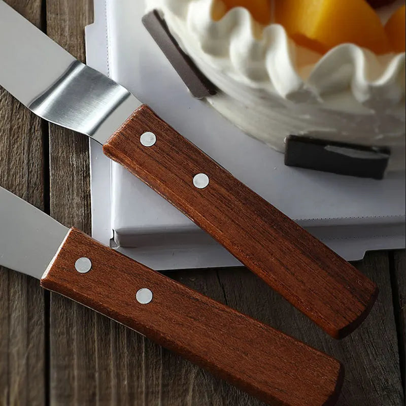Cake Icing Spatula Set – 5 Sizes Stainless Steel Wood Handle Cake Icing Spatula Axl