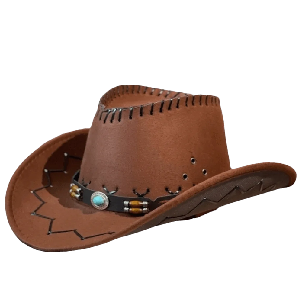 Vintage Wide Brim Western Cowboy Fedora Hat | Sun Protection Western Fedora Hat Axl Light Coffee