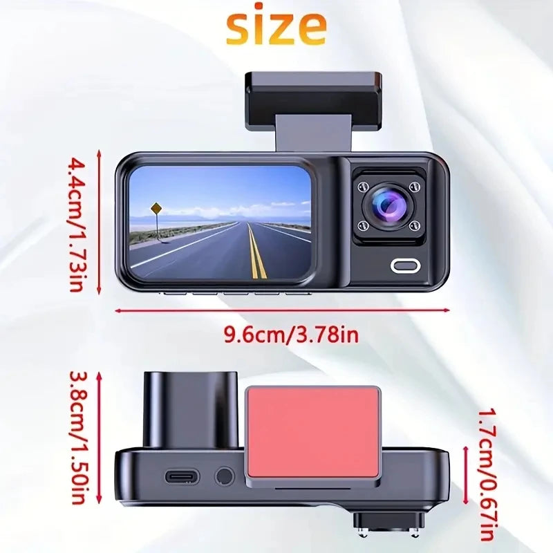 3-Channel Dash Cam 1080P – Front Interior Rear Car DVR 3-Channel Dash Cam Axl