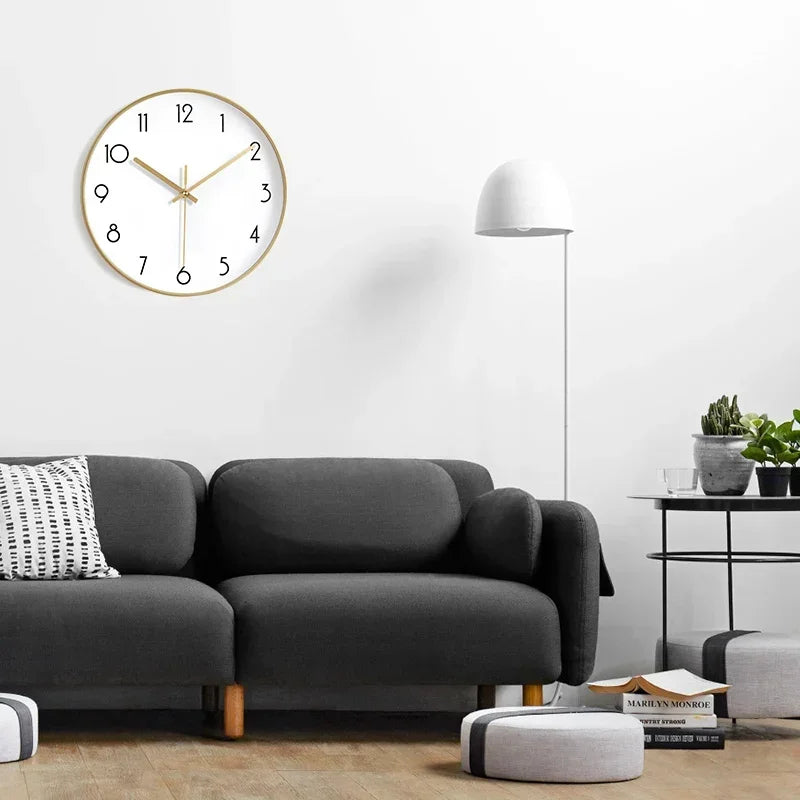 Nordic Silent Wall Clock – 12" Modern Metal Home Decor Silent Wall Clock Axl