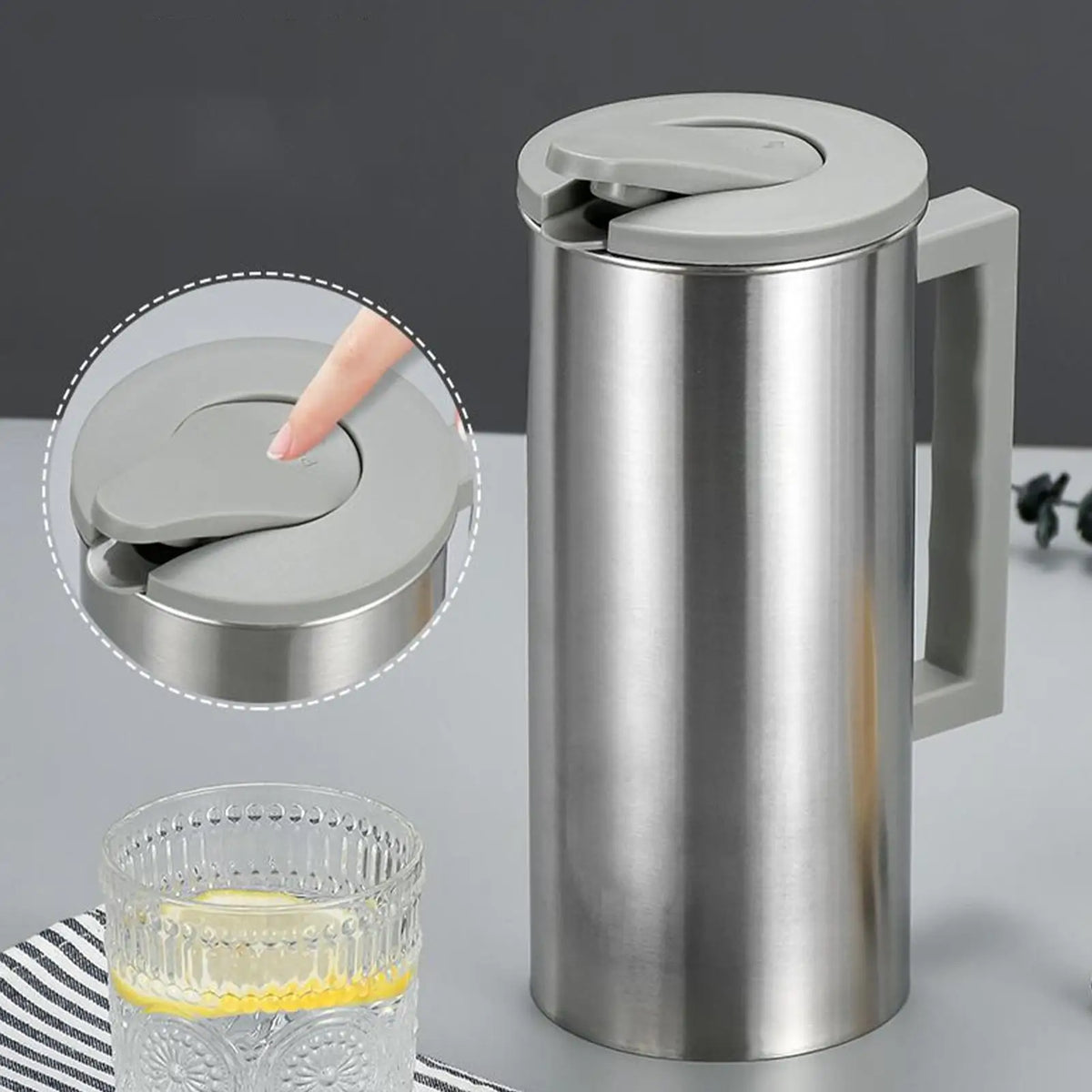 Stainless Steel Pitcher – Large Capacity Hot & Cold Drink Jug Beverage Pitcher Axl
