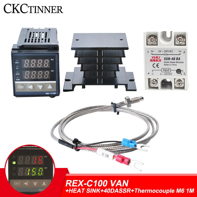 REX-C100 PID Temperature Controller Kit – 40A SSR & K Thermocouple PID Temperature Controller Axl