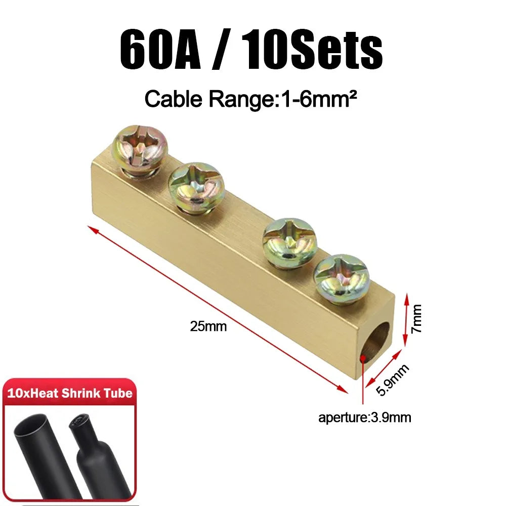 Waterproof Brass Terminal Block Wire Connector 10A 20A 60A Butt Joint Wire Terminal Connector Axl 60A Square-4holes
