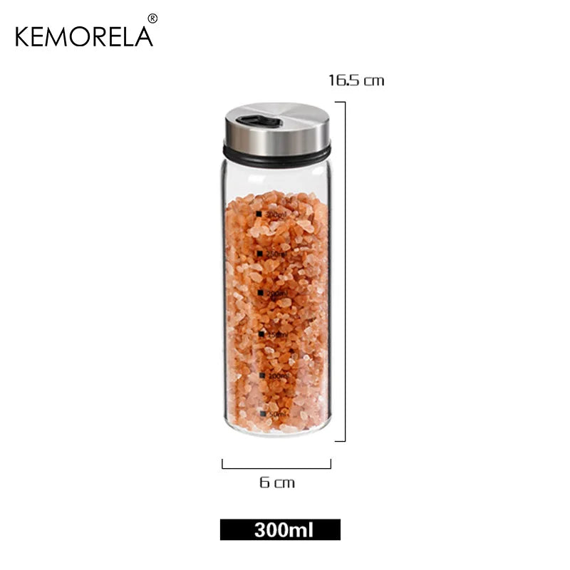 Glass Spice & Pepper Shaker | Stainless Steel Rotatable Cap Spice Shaker Bottle Axl 300ML