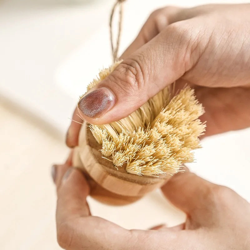Natural Sisal & Coconut Palm Dish Brush with Lanyard Kitchen Cleaning Brush Axl