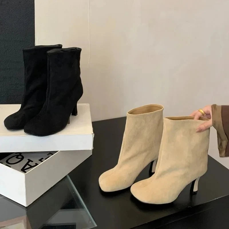 Women's Black Chelsea Ankle Boots – Pointed Toe Thin Heels Chelsea Ankle Boots Axl
