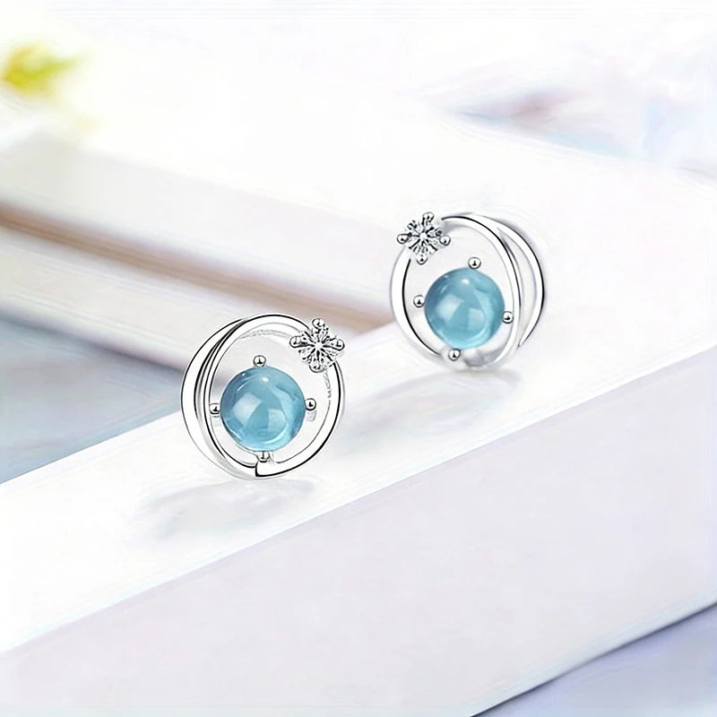 Huitan Planet Stud Earrings – Imitation Opal Women's Jewelry Stud Earrings Axl