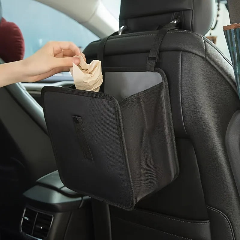 Car Trash Can – Folding Hanging Oxford Storage Bag with Zipper Car Storage Organizer Axl