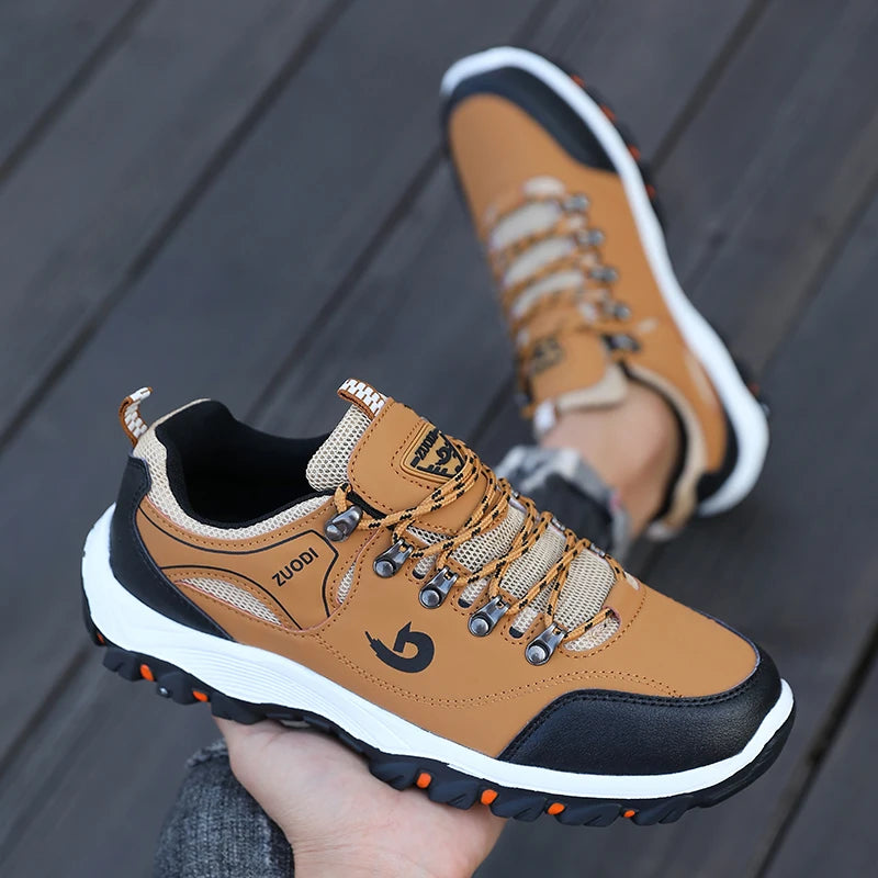 ZULIWAGN Men's Waterproof Low Cut Hiking Shoes – Plus Size Men's Hiking Shoes Axl khaki 37